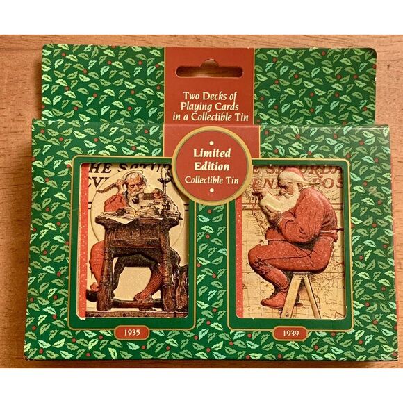 1998 Norman Rockwell Saturday Evening Post Limited Ed Sealed Santa Playing Cards - Picture 1 of 3
